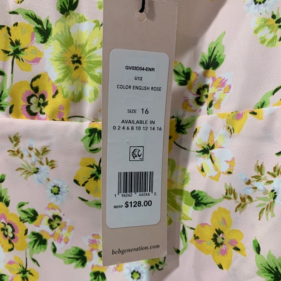 BCBGeneration Womens Ruched Wrap Mini Dress English Rose Floral Print Size 16 - Picture 15 of 16